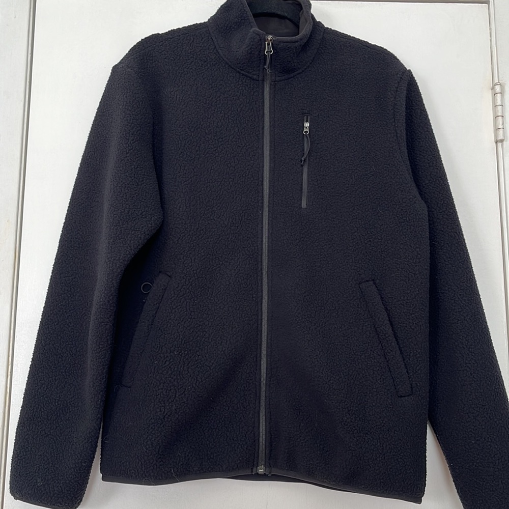Quince Recycled Sweater Fleece Pullover Black